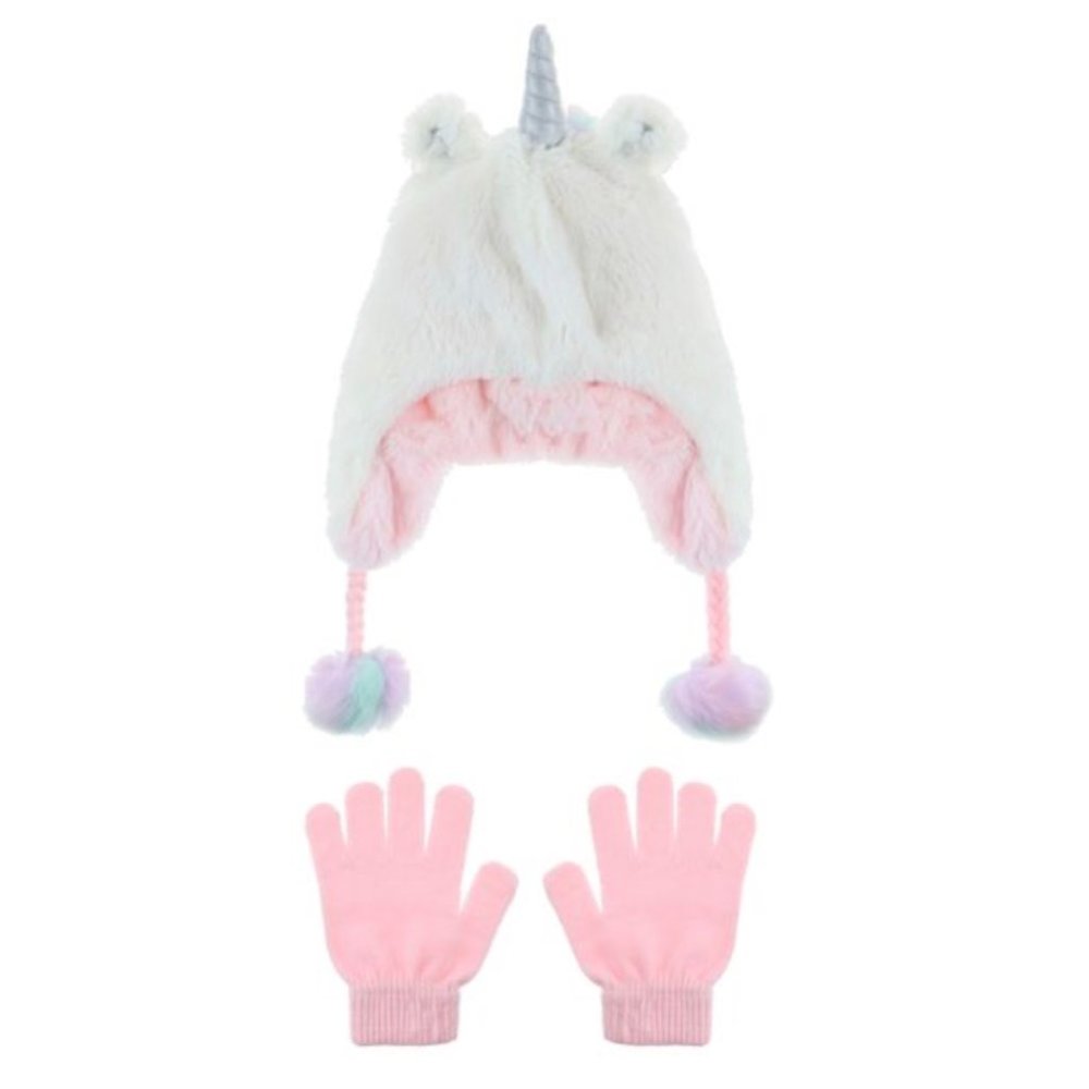 Capelli Unicorn Plush Earflap Hat & Gloves